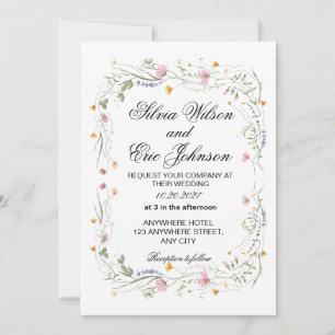 Wildblumen-Wiesen-Watercolor-Florales Boho Einladung