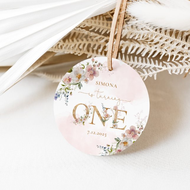 Wildblumen Wild Ein rötlich-rosa-Mädchen Geburtsta Geschenkanhänger (Von Creator hochgeladen)