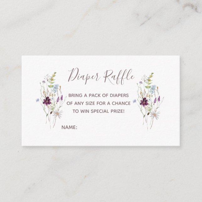 Wildblumen: Windelwaschkarte, Umschließkarte Begleitkarte (Vorderseite)