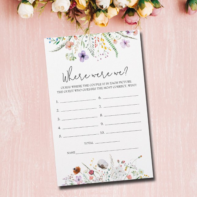 Wildblumen, wo wir Brautparty spielen (Wildflowers "Where Were We" Bridal Shower Game)