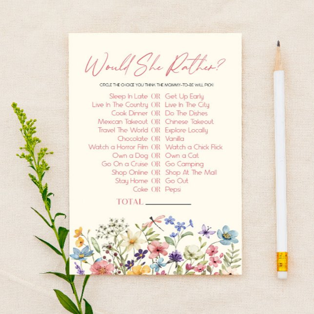 Wildblumen-Würde-Sie-Eher-Baby-Shower-Spiel (Von Creator hochgeladen)
