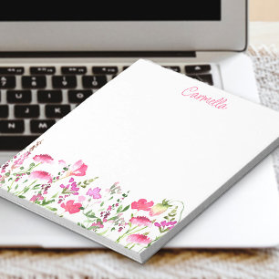 Wildblumen Zartes Rosa Florales Personalisiert Notizblock