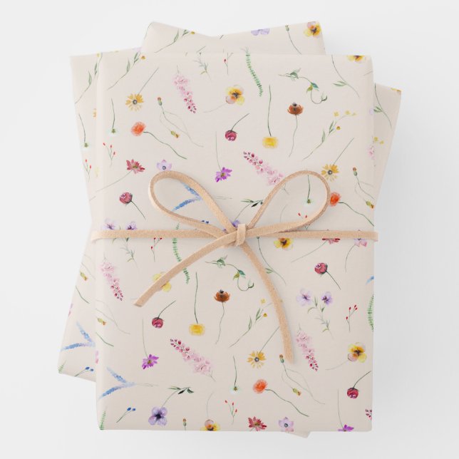 Wildblumen zu Elfenbein Geschenkpapier Set (Beispiel)