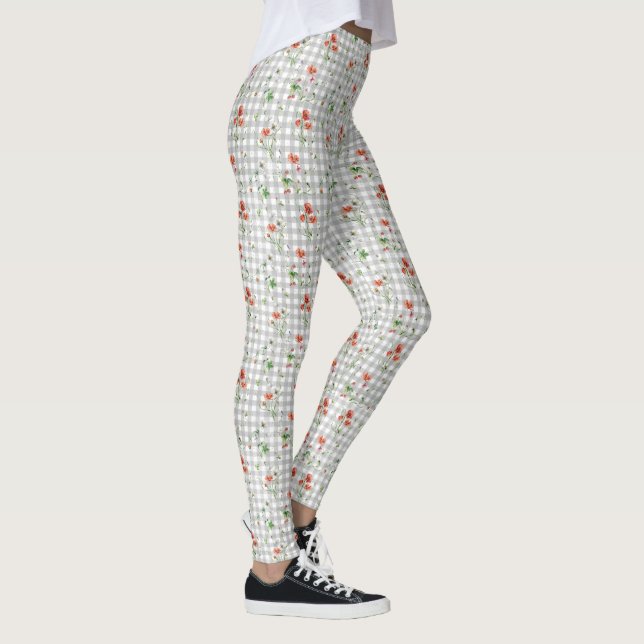 Wildblumen zu Silver Gingham Leggings (Rechts)