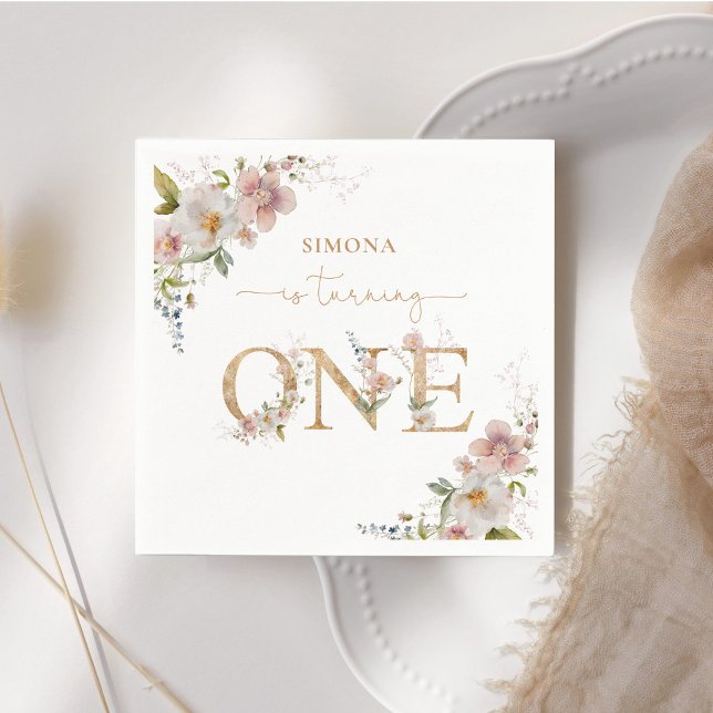 Wildblumen zum ersten Geburtstag Wild Eins rot Serviette (Von Creator hochgeladen)