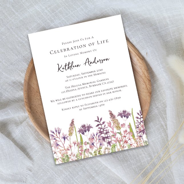 Wildblumen zum Gedenken an die Beerdigung des Lebe Einladung (Von Creator hochgeladen)