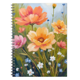 Wildblumenfeld   Aquarell Blumen Botanik Notizblock