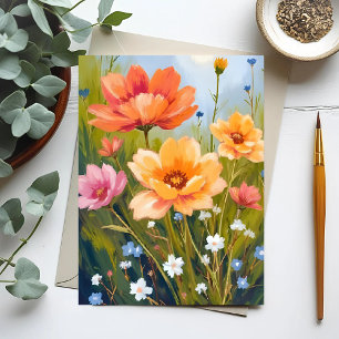 Wildblumenfeld Aquarell Blumen Botanisch Postkarte