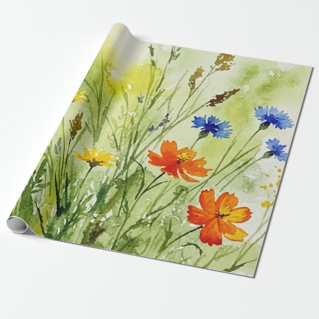 Wildblumenfeld Geschenkpapier (Ungerollt)