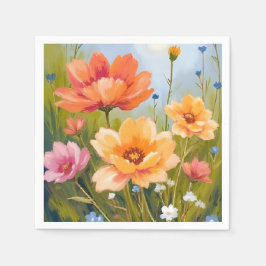 Wildblumenfeld | Wasserfarben Blumen Botanik Serviette