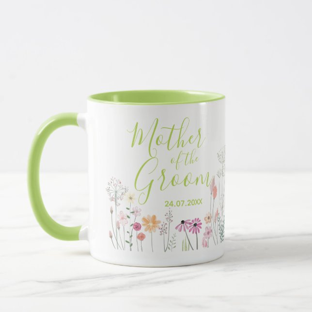 Wildblumengarten Aquarell Mutter des Bräutigams Tasse (Links)
