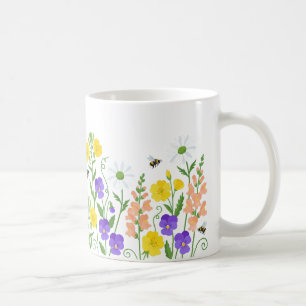 Wildblumengarten-Bienen-Frühlingswiese-Blumen-Tass Kaffeetasse