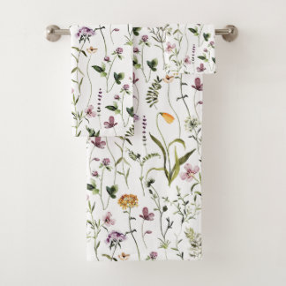Wildblumengarten Blumenmuster  Badhandtuch Set