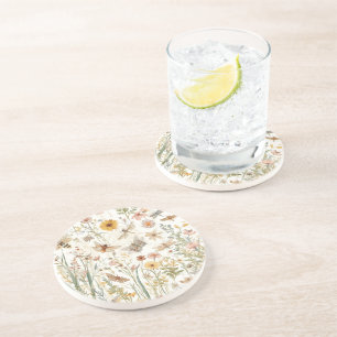 Wildblumengarten Botanische Schmetterlinge Floral Getränkeuntersetzer