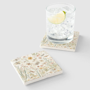 Wildblumengarten Botanische Schmetterlinge Floral Steinuntersetzer