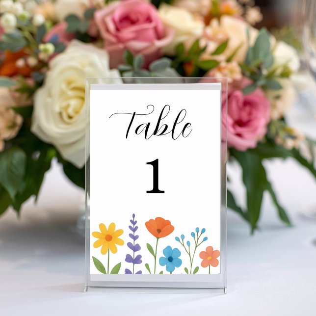 Wildblumengarten Florale Wasserfarben Hochzeit Tischnummer (Von Creator hochgeladen)