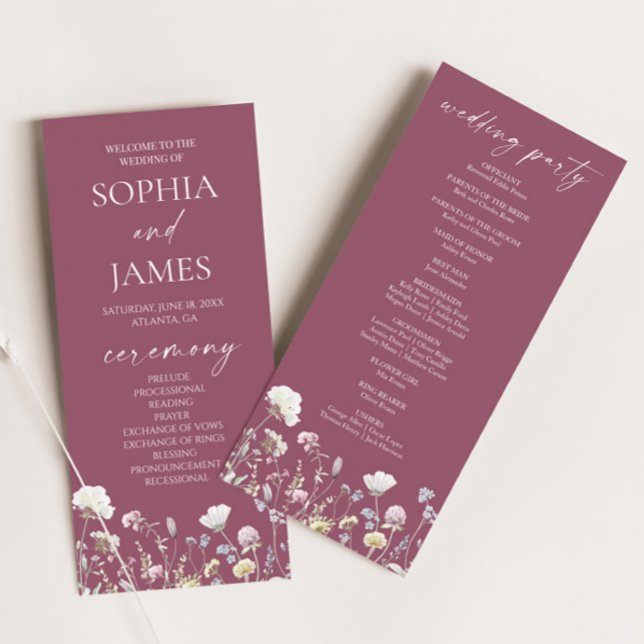 Wildblumengarten Florale Wilde Blumen Hochzeit Programm (Von Creator hochgeladen)