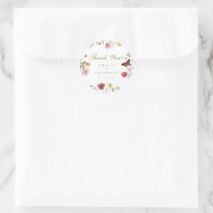 Wildblumengarten-Hochzeit Runder Aufkleber