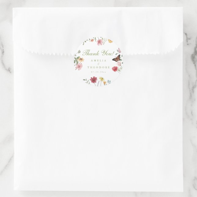 Wildblumengarten-Hochzeit Runder Aufkleber (Tasche)