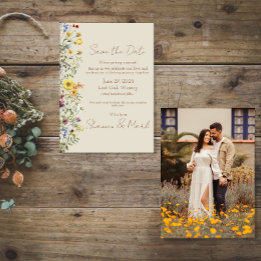 Wildblumengarten-Hochzeitsfoto - Save-the-Date-Kar Save The Date