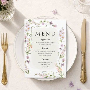 Wildblumengarten Hochzeitsmenükarte Einladung