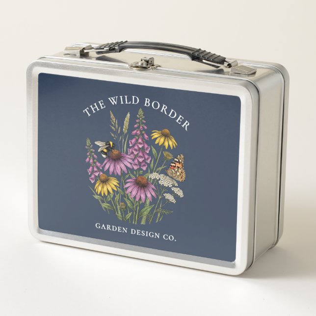 Wildblumengarten-Metall-Samendose oder Lunchbox (Vorderseite)