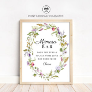 Wildblumengarten-Party-Mimosa-Bar-Schild Poster