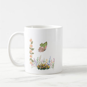 Wildblumengarten & Rosa Schmetterling Tasse – Vint