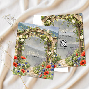 Wildblumengarten Rustikale Arbor QR-Code-Hochzeit RSVP Karte