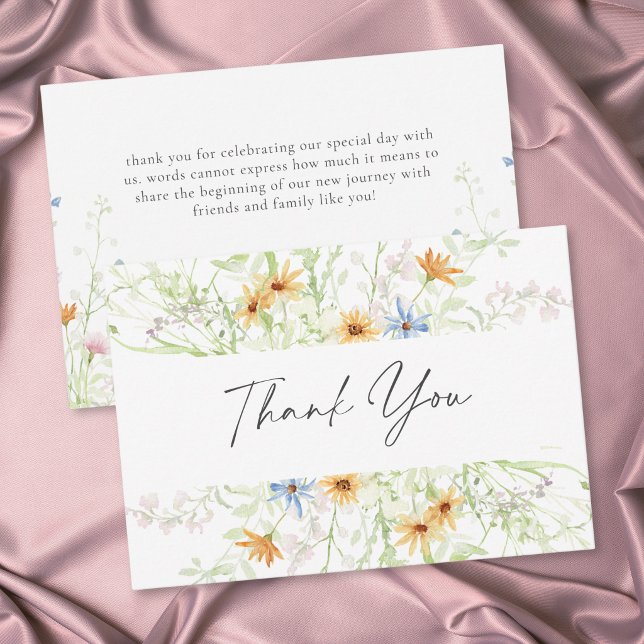 Wildblumengarten Rustikale Florale Hochzeit Dankeskarte (Wildflower Garden Rustic Floral Wedding Thank You Card)