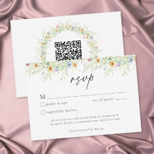 Wildblumengarten Rustikale Florale Hochzeits-QR-Co RSVP Karte
