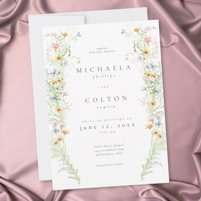 Wildblumengarten Rustikale Hochzeitsblumen Einladung (Wildflower Garden Rustic Floral Wedding Invitation)