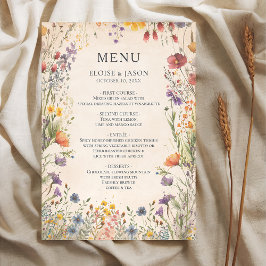 Wildblumengarten-Schickes Hochzeitsmenü Menükarte