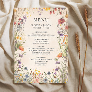 Wildblumengarten-Schickes Hochzeitsmenü Menükarte