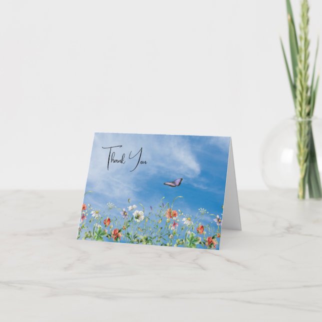 Wildblumenrabatte und Schmetterling Danke (Vorderseite)