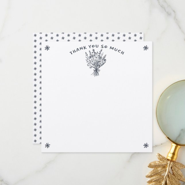 Wildblumenstrauß Rustikale Whimsical Kraft Hochzei Dankeskarte (Vorderseite/Rückseite Beispiel)