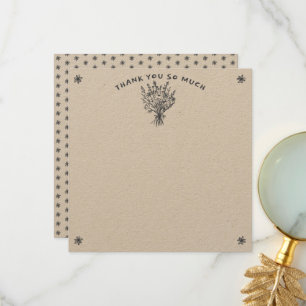 Wildblumenstrauß Rustikale Whimsical Kraft Hochzei Dankeskarte