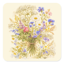 Wildblumenstrauß-Wasserfarben-Blumenaufkleber