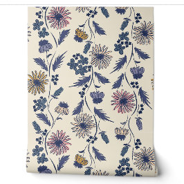 Wildblumenstreifen - Lavendel und Denimblau Tapete