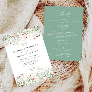 Wildblumenwiese Alles in Einem Hochzeit Einladung