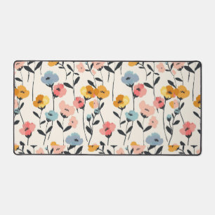 Wildblumenwiese, Aquarell Boho Wildblumen, vor Schreibtischunterlage