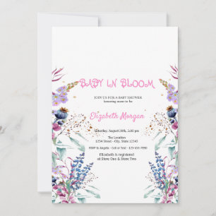 Wildblumenwiese Baby in Blüte Babyparty Einladung