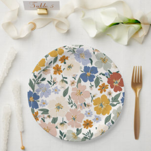 Wildblumenwiese Boho-Muster Pappteller