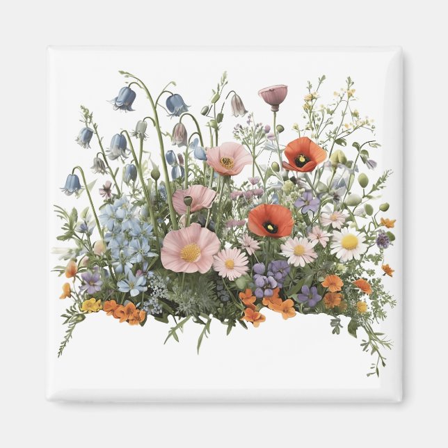 Wildblumenwiese botanischer Garten Blumen Magnet (Vorne)