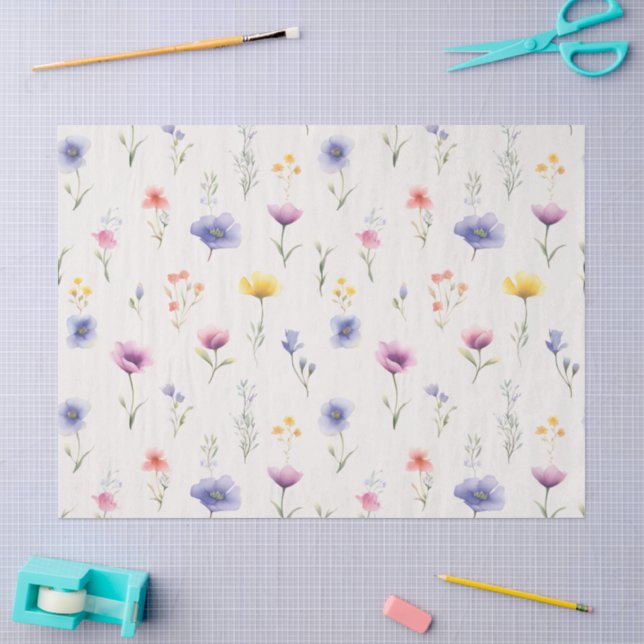 Wildblumenwiese Botanisches Seidenpapier (Basteln)