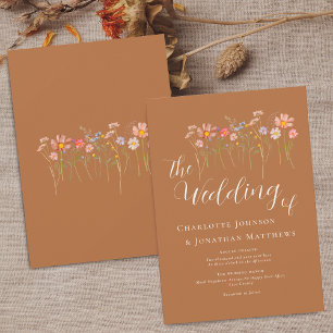 Wildblumenwiese Elegante Schrift Brauner Zucker He Einladung