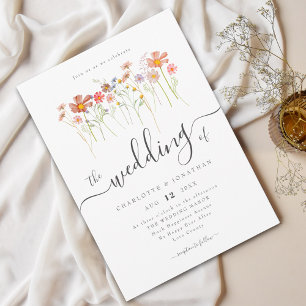 Wildblumenwiese Elegante Schrift Einladung