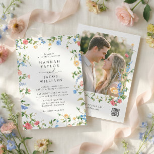 Wildblumenwiese Foto Hochzeit Einladung