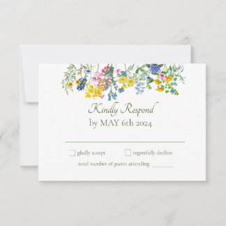 Wildblumenwiese Frühlingsblumen Bunt RSVP Karte