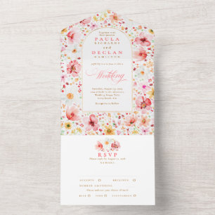 Wildblumenwiese Garten Blumenbogen Hochzeit All In One Einladung